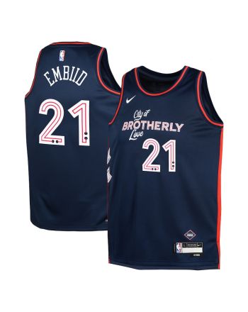 Joel Embiid 21 Philadelphia 76ers 2023/24 City Edition Swingman YOUTH Jersey - Navy