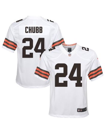 Nick Chubb 24 Cleveland Browns YOUTH Game Jersey - White