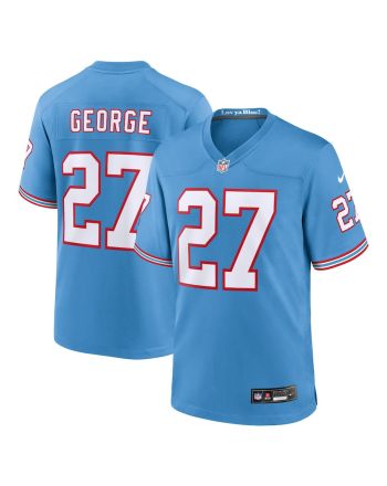 Eddie George 27 Tennessee Titans Oilers Throwback Retired Men Game Jersey - Light Blue