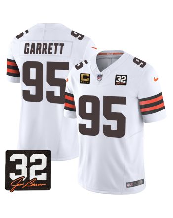 Myles Garrett 95 Cleveland Browns Jim Brown Memorial Patch Game Men Jersey - White