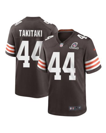 Sione Takitaki 44 Cleveland Browns 2023 Playoffs Patch Game Men Jersey - Brown