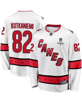 Jesperi Kotkaniemi 82 Carolina Hurricanes Stanley Cup 2023 Playoffs Patch Away Breakaway Men Jersey - White