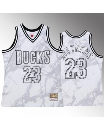 Milwaukee Bucks Wesley Matthews 23 White Marble Men Jersey Hardwood Classics