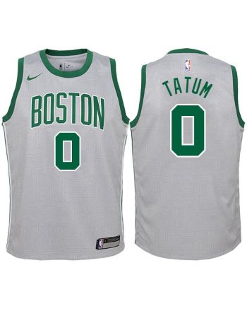 Youth Boston Celtics 0 Jayson Tatum Gray Swingman Jersey-City Edition Jersey