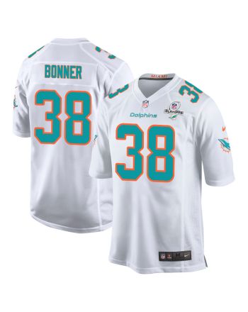 Ethan Bonner 38 Miami Dolphins 2023 Playoffs Patch Game Men Jersey - White