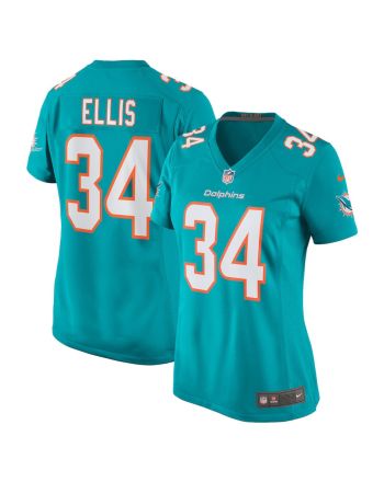 Tino Ellis 34 Miami Dolphins Women Home Game Jersey - Aqua