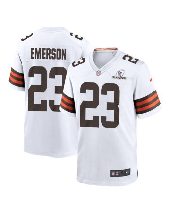 Martin Emerson 23 Cleveland Browns 2023 Playoffs Patch Game Men Jersey - White