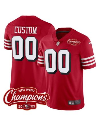 San Francisco 49ers 94 Throwback 2023 NFC West Champions Patch Game Men Custom Jersey - Red