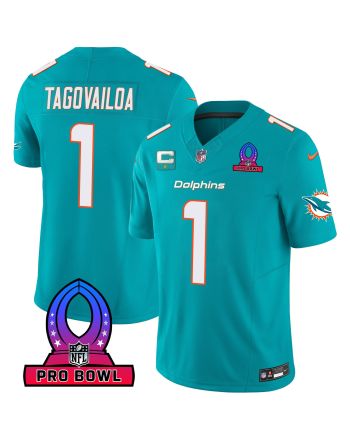 Tua Tagovailoa 1 Miami Dolphins 2024 Pro Bowl Patch Game Men Jersey - Aqua