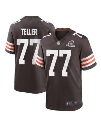 Wyatt Teller 77 Cleveland Browns 2023 Playoffs Patch Game Men Jersey - Brown