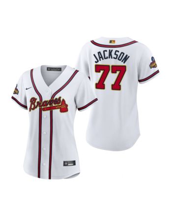 Women's Luke Jackson 77 Atlanta Braves White 2022-23 Gold Program Jersey