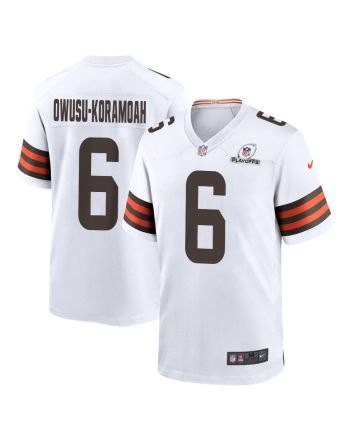 Jeremiah Owusu-Koramoah 6 Cleveland Browns 2023 Playoffs Patch Game Men Jersey - White