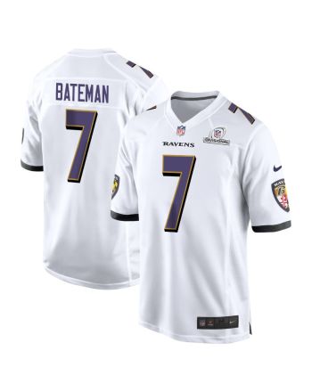 Rashod Bateman 7 Baltimore Ravens 2024 Divisional Patch Game Men Jersey - White