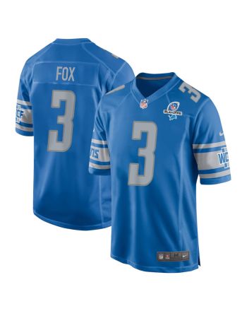 Jack Fox 3 Detroit Lions 2023 Playoffs Patch Game Men Jersey - Blue