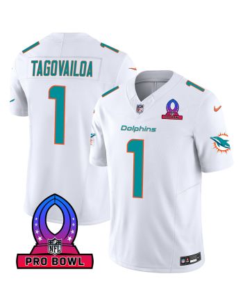 Tua Tagovailoa 1 Miami Dolphins 2024 Pro Bowl Patch Game Men Jersey - White