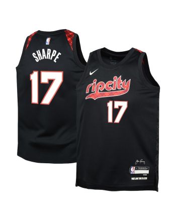 Shaedon Sharpe 17 Portland Trail Blazers 2023/24 City Edition Swingman YOUTH Jersey - Black