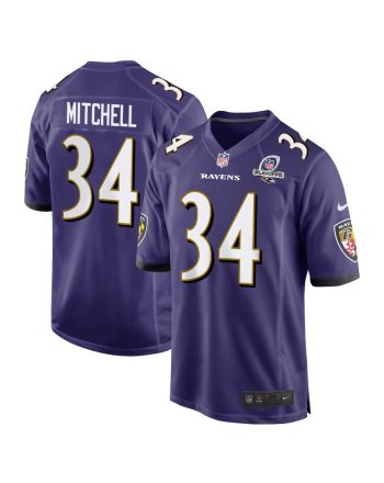 Keaton Mitchell 34 Baltimore Ravens 2023 Playoffs Patch Game Men Jersey - Purple