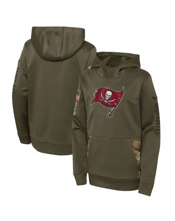 Tampa Bay Buccaneers Youth 2022 Salute To Service Performance Pullover Hoodie - Olive