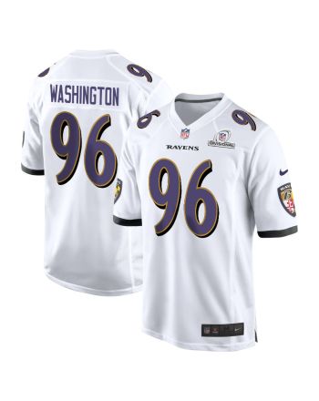 Broderick Washington 96 Baltimore Ravens 2024 Divisional Patch Game Men Jersey - White