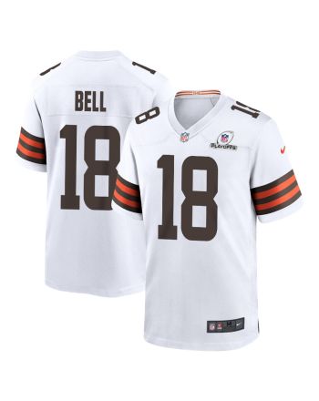 David Bell 18 Cleveland Browns 2023 Playoffs Patch Game Men Jersey - White