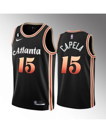 Atlanta Hawks Clint Capela 15 2022-23 City Edition Black Men Jersey NO.6 Patch