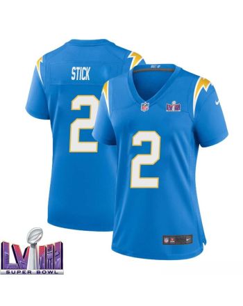 Easton Stick 2 Los Angeles Chargers Super Bowl LVIII Women Home Game Jersey - Powder Blue