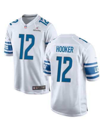 Hendon Hooker 12 Detroit Lions 2024 Divisional Patch Game Men Jersey - White