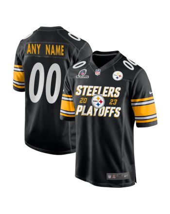 Pittsburgh Steelers 2023 Playoffs Iconic Game Men Custom Jersey - Black