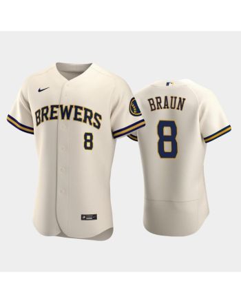 Milwaukee Brewers 8 Ryan Braun Home Team Cream Jersey Jersey