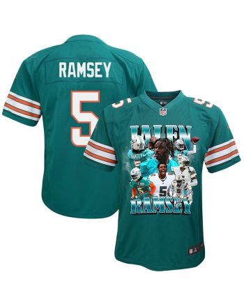 Jalen Ramsey 5 Signed Miami Dolphins Alternate Game YOUTH Jersey - Aqua V2