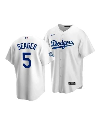 Men's Los Angeles Dodgers Corey Seager 5 2020 World Series Champions White Home Jersey