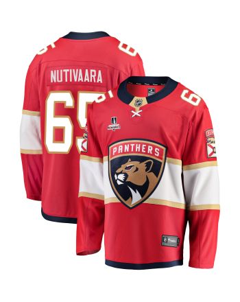 Florida Panthers Markus Nutivaara 65 Home 2023 Stanley Cup Playoffs Breakaway Men Jersey - Red